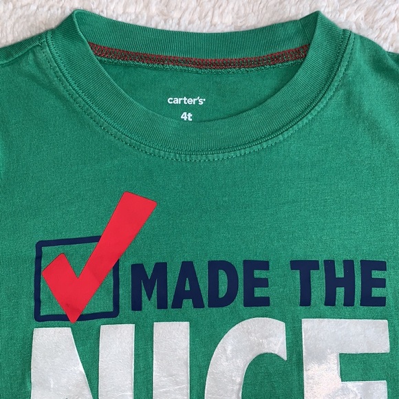 Carter’s 4T Holiday T-shirt Boys “Nice List” EUC Christmas Shirt - Picture 3 of 8